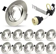 10 Packs - Modern LED GU10 Downlights Recessed Ceiling Lights Round Brushed Chrome Minimalist Spotlight 240V