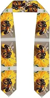 [EdWal] Honey bee and flower print Graduation Stole and Sash Class for Unisex Adult Honor Stole Honor Stole of 2025