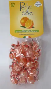 Perle Di Sole Orange Flavored Hard Candies With Sour Powder 10.5 oz Italy Candy