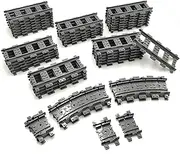 ZHX 56PCS City Train Tracks Accessories Straight and Flexible Train Tracks Railroad Building Toy Compatible with Major Brand (36 Straight and 20 Flexible) (56pcs(36 Straight and 20 Flexible))