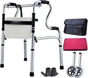Walker,Rollator Walker Folding Walking Frame with Seat Standard Walkers for Seniors 8-Levels Adjustable Hight Lightweight Walking Mobility Aid for Old Man Rehabilitation Little Surprise