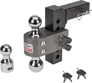 Class V, 12,000 lb., 5-5/8 in. Drop to 6-1/2 in. Rise, Adjustable Trailer Hitch Tri-Ball Mount
