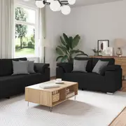 3 Piece Sofa Set with Cushions Black Fabric vidaXL