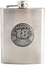 MDI Australia TF-ZEF_18 18th Engravable Metal Flask Engravable Hip Flask, Stainless Steel