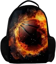 Travel Backpack for Women,Backpack for Men,Flame and Retro Basketball,Backpack, U2iy5kleoabv, 10.8x5.1x15.8 in