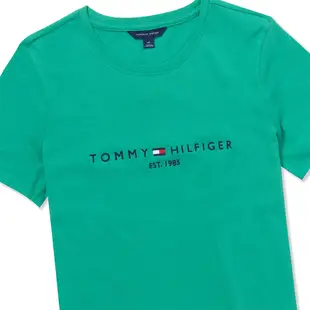 TOMMY 熱銷刺繡1985文字Logo圖案短袖T恤(女)-綠色