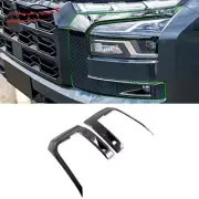 2X Carbon Fiber Front Headlight Frame Cover Trim For Mitsubishi Triton 2023 2024