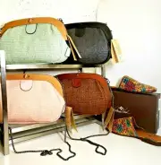 PATRICIA NASH Medium purse CHOOSE COLOR Woven RAFFIA GRACCHI Frame Satchel NEW