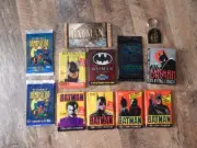 12 Vintage Batman Items-Keychain, Playing Cards, Unopened Batman Wax Packs RARE