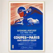 Galrie Autodrome Montlhery 1939 Vintage Racing Poster-Celebrate Historic Automobile Rally, Wood Frame, A2 42x 60cm (16 x 24inch)