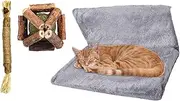 Krujecnt Foldable Cat Hammock, Detachable Soft Cat Hammock for Bedside, Cat and Dog Hammock Bed with Mints Balls and Teething Sticks, Space-Saving Cat Bed