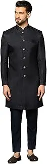 KISAH Men Indowestern Kurta Sherwani Set, Full Sleaves, Knee Length, Straight, Regular Fit, Mandarin Collar Ethnic Wear