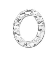 12 Silver Plated Steel Double Sided Hammered 12x10mm Oval Links