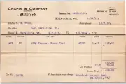 Chapin & Company Milwaukee Mill Feed 1911 Billhead H.A. Pond* 40,000 Pounds Feed