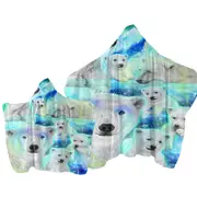 Winter Aurora Art Day Dream Polar Bears Towel with Hood
