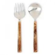 Mangowood Handles With Silver Fork And Spoon Salad Servers