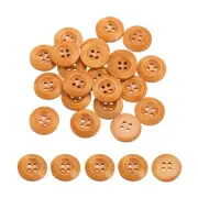 80Pcs Wooden Buttons 18mm 4 Hole Round Wood Sewing Button Craft, Light Brown