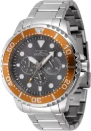 Invicta Pro Diver Silver 47229 Quartz Day/Date 48Mm w/Grey Dial Men's Watch NEW