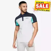 Crosshatch Jabblist Mens Smart Casual Fashion Designer Dress Polo Shirt Grey