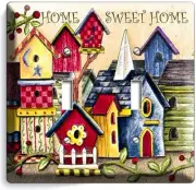 RUSTIC COUNTRY BIRD HOUSES SWEET HOME DOUBLE LIGHT SWITCH WALL PLATE COVER DECOR