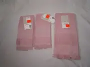 Charles Craft 14 Count Cross Stitch Rose/Pink 2 Fingertip Towels 1 Kitchen Mate
