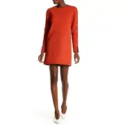 NWT Tibi Paprika Button Sleeve Crepe Shift Dress Size 0