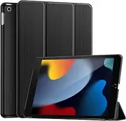 ProCase iPad 10.2 Case 2021 iPad 9th Gen / 2020 iPad 8th Gen / 2019 iPad 7th Gen Case, Slim Tri-fold Stand Hard Back Shell Dual Standing Angles Protective Smart Cover Case for iPad 10.2 Inch –Black