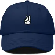 Dalix Peace Sign Embroidered Dad Hat in Navy Blue at Nordstrom One Size