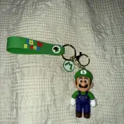 Luigi Super Mario Keychain Figure with Green Strap Clip Key Ring Gift Accessory