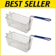Rust-Resistant 2PCS Deep Fryer Baskets with Non-Slip Handle - 13.25" x 6.5"