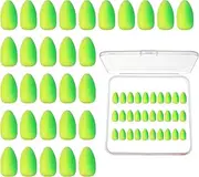 uxcell Fishing Foam Floats, Snell Fishing Rig Floats Strike Indicators with Clear Tackle Box, 0.7" D x 1.4" H for Perch Carp Bass Fishing Corks Saltwater Freshwater (30 Pack, Green/Yellow)