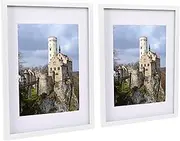 Nicola Spring 2X White A3 (12'' x 17'') Photo Frames with White A4 Mount - Glass Aperture Home Picture Wall Hanging Landscape Portrait Display - by Nicola Spring