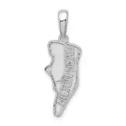 Sterling Silver De-Ani Rhodium-Plated Polished And Textured Hilton Head Map Pendant
