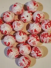 10Pcs Help True Crime Horror Spatter Silicone Round Beads 15mm DIY Pens Crafts