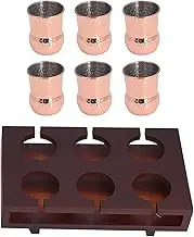 Yomiyuyr Moscow Mule Mugs Set, Copper Plated Moscow Mule Mug, Stainless Steel Cocktail Cups with Space Saving Wooden Holder for Home Entertainment and Parties, 1.8x2.2in, 100ml