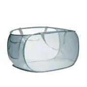 Collapsible Laundry Baskets, Mesh Laundry Hamper with Side Pocket Grey