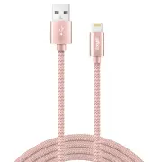 Xyst Xys-L10704B Charge And Sync Usb To Lightning Braided Cable, 10 Ft. (Rose G