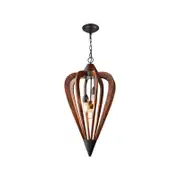 CLA Lighting SENORITA Tuscan Coffee Cherry Wood Pendant Light - 3-Lit