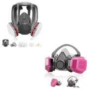 Full Face Gas Masks Survival Nuclear and Chemical + Half Face Respirator Mask...