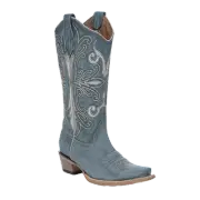 Corral Ladies Blue Western Embroidery Snip Toe Boot L6275