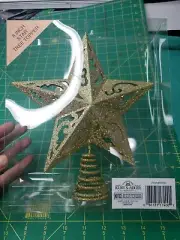 NIB Kurt Adler 8-Inch Gold Glitter 5 Point Star Treetop