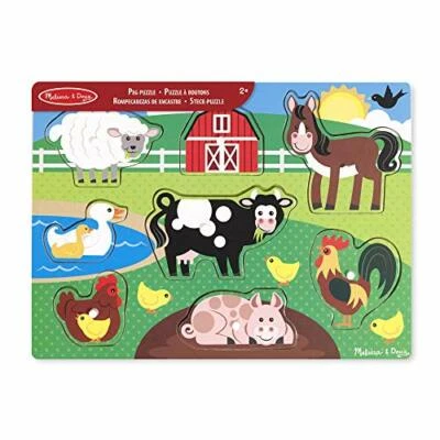 Melissa Doug Farm Wooden Peg Puzzle 8 pcs