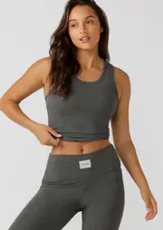 [Lorna Jane] Modal Luxe Lounge Rib Tank Top in Grey, Size - Large L Charcoal Marl