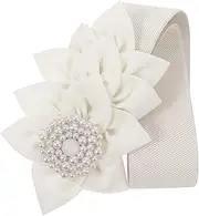 [Beavorty] Elastic Decorative Waist Belt Fashion Stretchy Belt with Flower Accents for Dresses and Performance Versatile and Comfortable Design for Everyday Wear