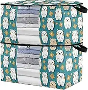 sanluoli 60L 2 Pack Under Bed Storage Bags with Reinforced Handles, clear window Closet Drawer Storage