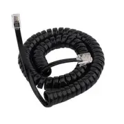 10Pk 3 Metre Telephone Spiral Wire Handset Curly Cord 4P4C Black