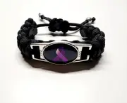 Macular Degeneration Awareness Adjustable Charm Bracelet Purple Ribbon