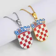Croatia Flag Pendant Necklaces Stainless Steel for Women Men Croatian National Symbol Jewelry Stainless Steel 303901
