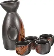 Luxshiny Japanese Traditional Sake Set 5pc Ceramic Sake Kettle Cups Pot for Dining Table or Display