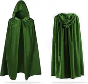 UILYNIU Green Cape Hooded Cape Witch Velvet Cloak Halloween Cosplay Accessories Kids Fancy Dress Costume Witch Velvet Vampire Cape Hooded 90cm Costumes Christmas World Book Day (Green)